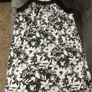 Floral Black and White Sleeveless Women's Dress